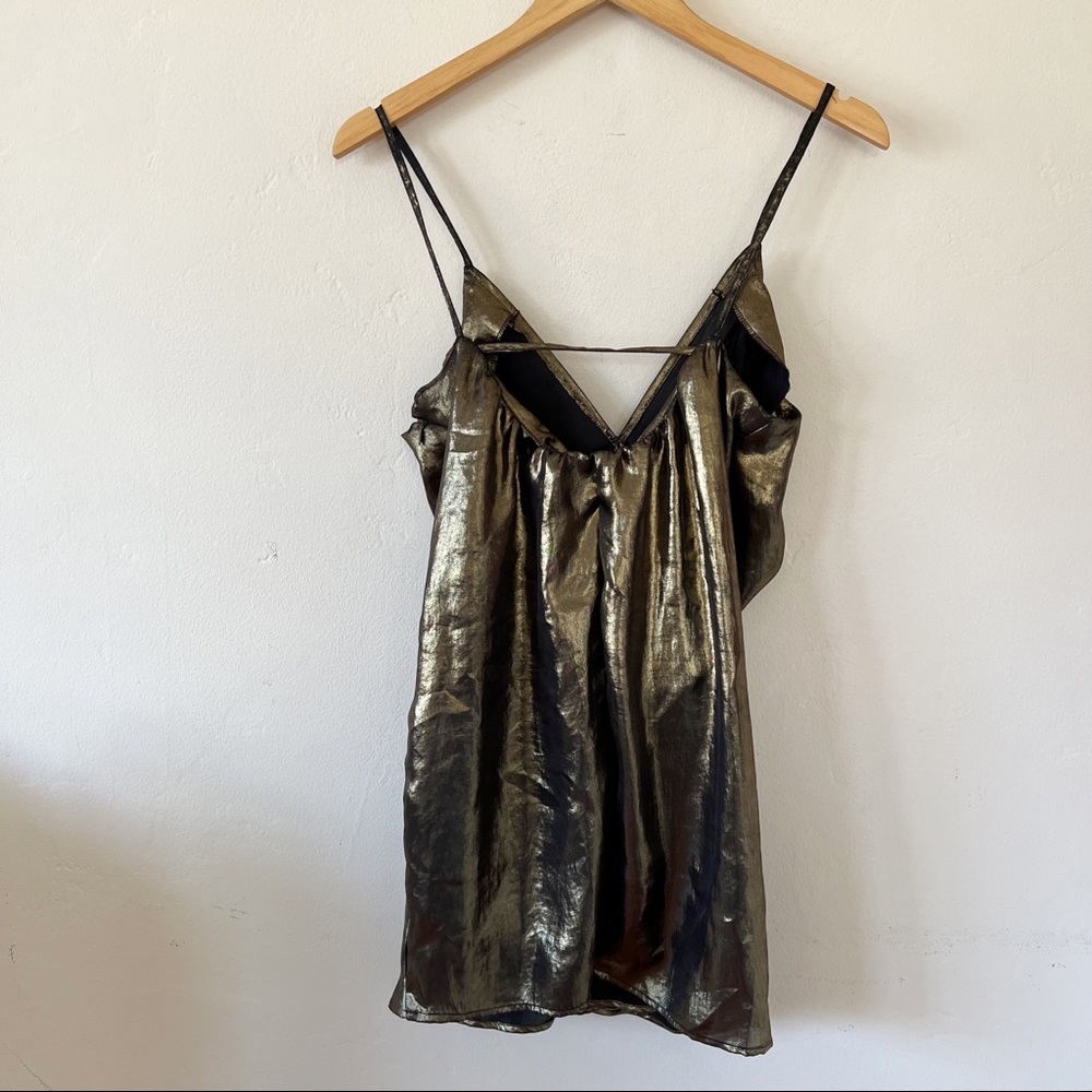 Free People Twist of Gold Mini Dress sz 2 - Picture 7 of 9